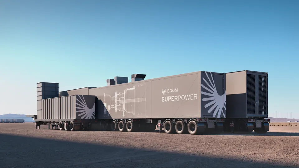 A Superpower turbine unit on the desert floor