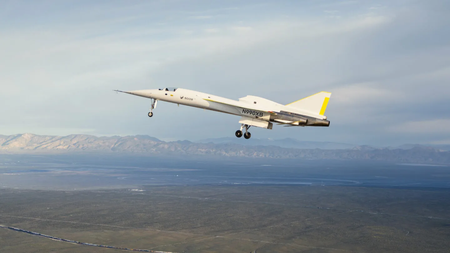 XB-1, the world's first independently developed supersonic jet, takes flight for the first time at the Mojave Air & Space Port -- preparing to fly Mach 1 later this year. 