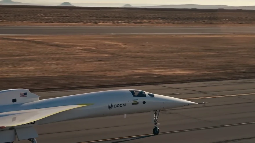 XB-1 rolling along a desert runway
