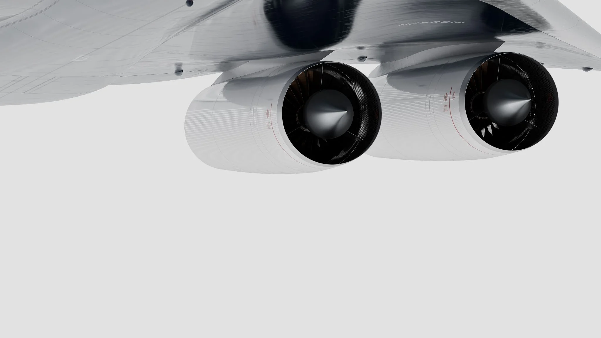 Two of Overture's engines side by side under the wing