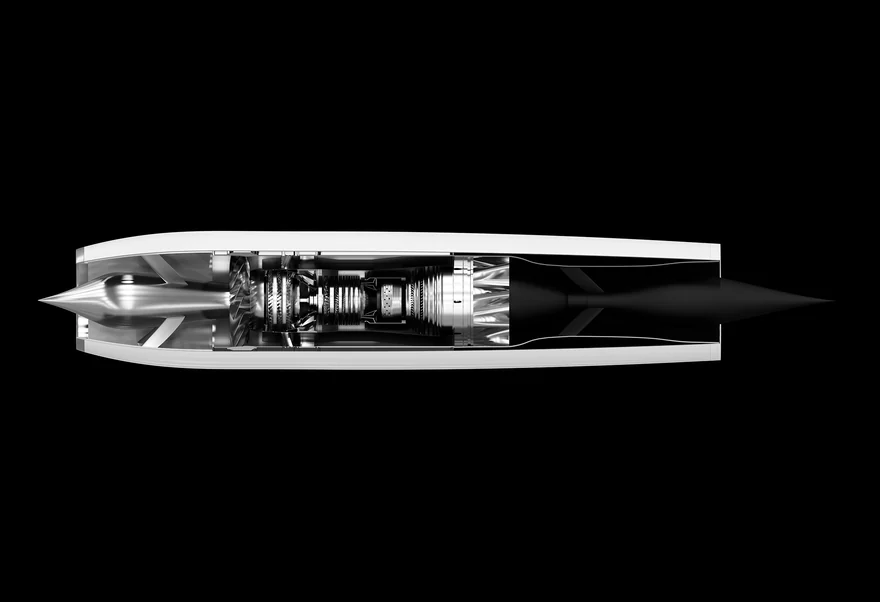 A cutaway of the Symphony engine in its nacelle